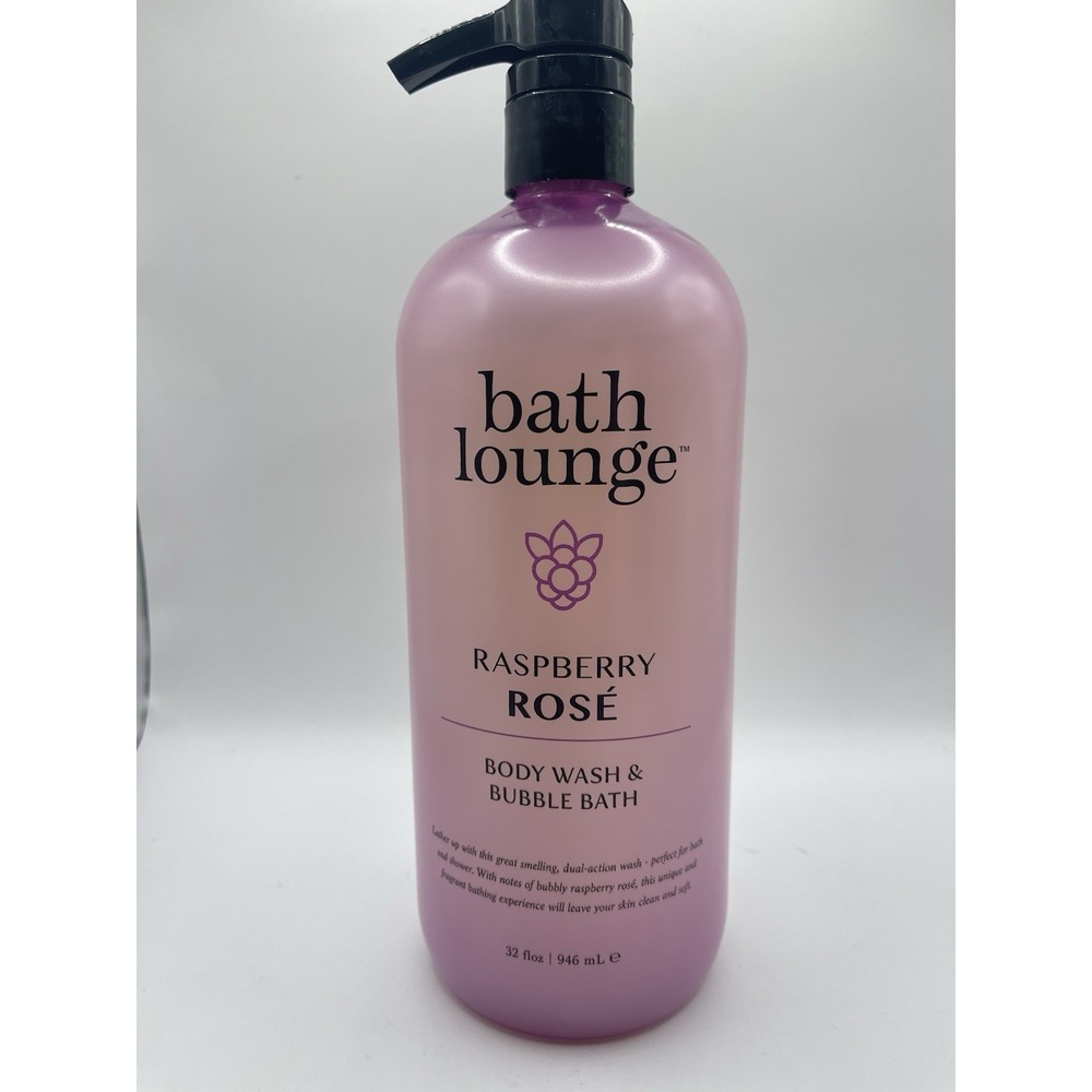 Bath Lounge Raspberry Rose Body Wash & Bubble Bath‎ 32 fl New